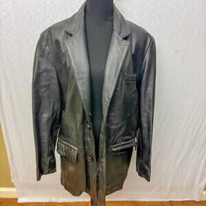 Wilsons Leather Black Genuine Leather Blazer Jacket Mens Medium Classic Coat